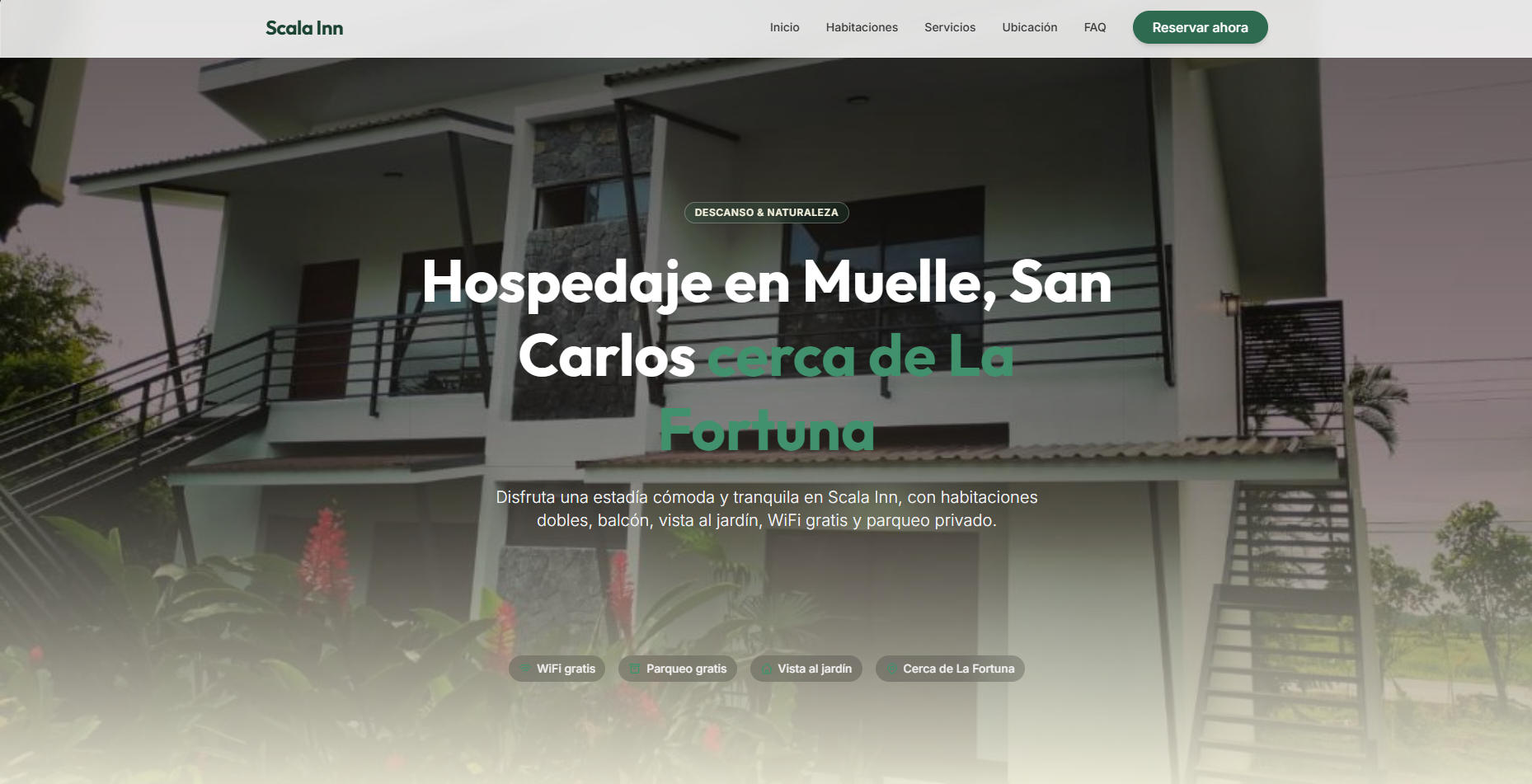 Página web para cabinas y tours en La Fortuna y San Carlos - Demo Scala Inn